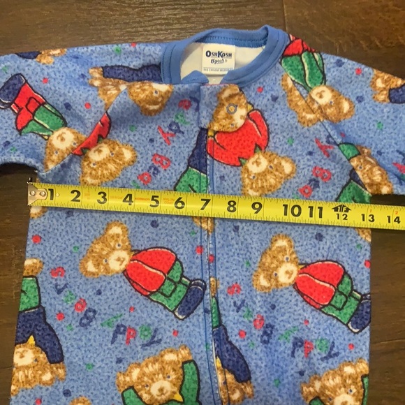 Vintage OSH KOSH TEDDY BEAR ONESIE PAJAMA SLEEPER Fleece Warm PJ - Picture 4 of 6